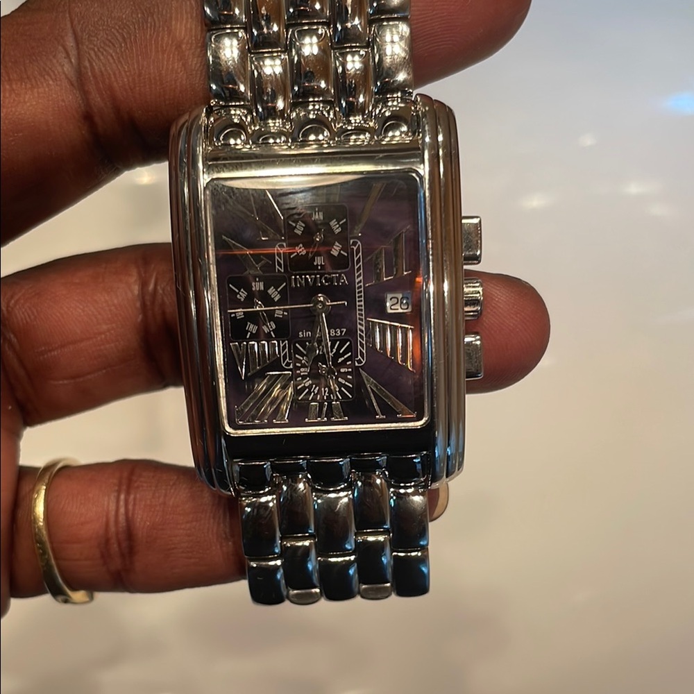 Invicta Silver Rectangular Watch With Artistic Fa… - image 6